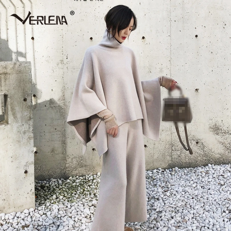 Verlena Осенние новые широкие брюки с эластичным поясом 2019 однотонные Черные