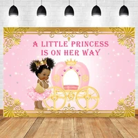princess golden crown carriage pink newborn baby shower girl birthday party backdrop vinyl photography background photophone