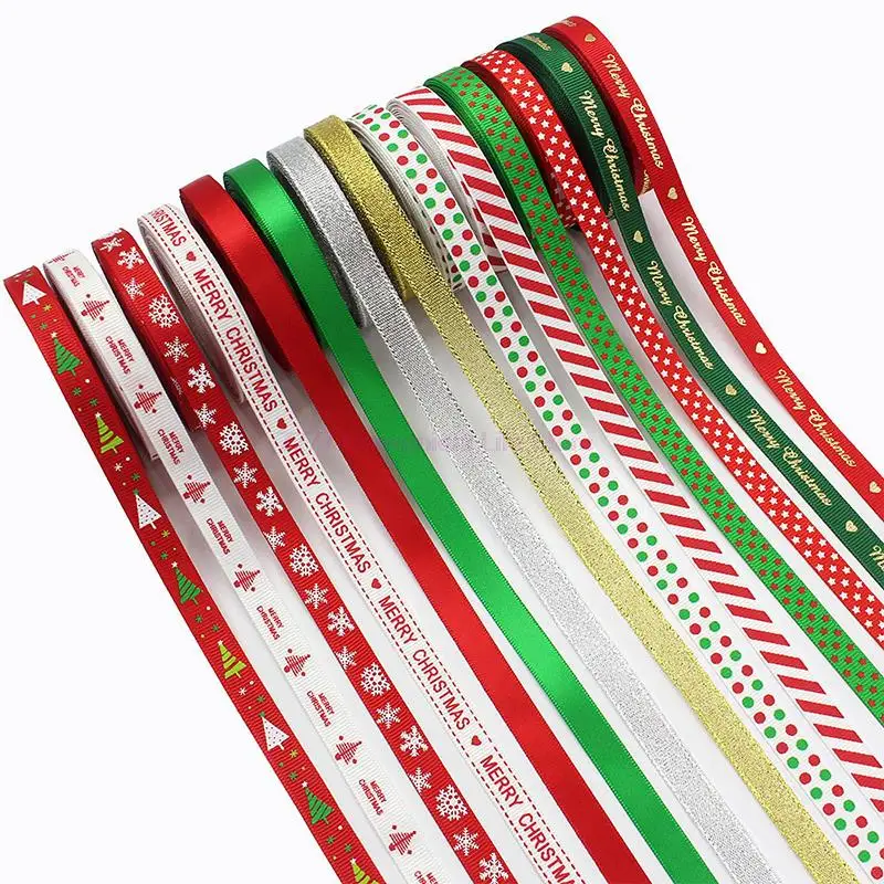 

Christmas Ribbon Printed Grosgrain Fabric DIY Party Wrapping Bow Decoration Sewing For Gift Wrapping Wedding Decoration