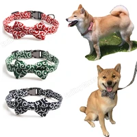 classical design tang grass pattern dog collar leash set for small middle sized dogs shiba akita corgi frenchbull durable