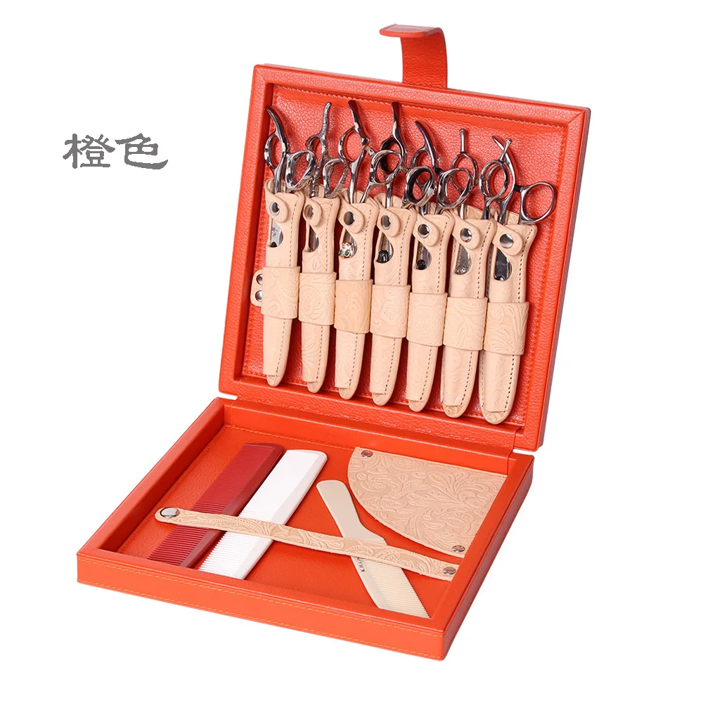 Высококачественный парикмахерский футляр для ножниц из натуральной кожи Набор