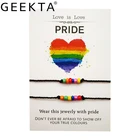 Плетеный браслет ручной работы из с изображением ЛГБТ-радуги веревочных бусин, 2 шт.компл.