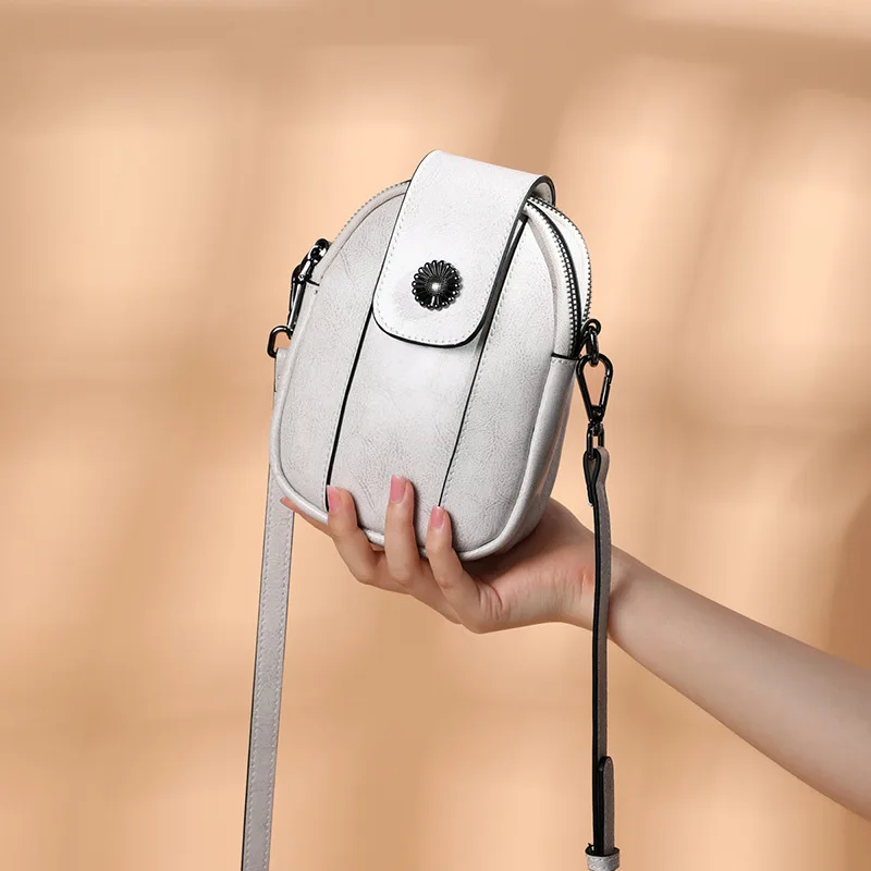 

Women New Phone Bag Women Alligator Cover Double Zipper Shoulder Bag Small Cow Leather Crossbody Bags Ladies Money Card Sac