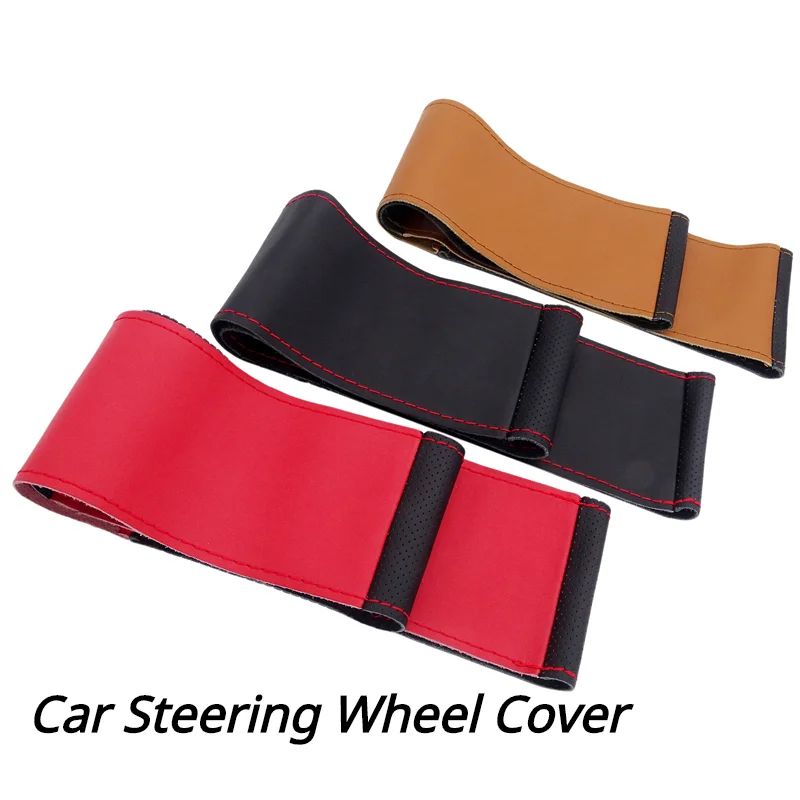 

1 Pcs Car Universal Leather 38cm Diameter DIY Soft Steering Wheel Cover 3 Colors Automobile Interior Accessories Steering Covers