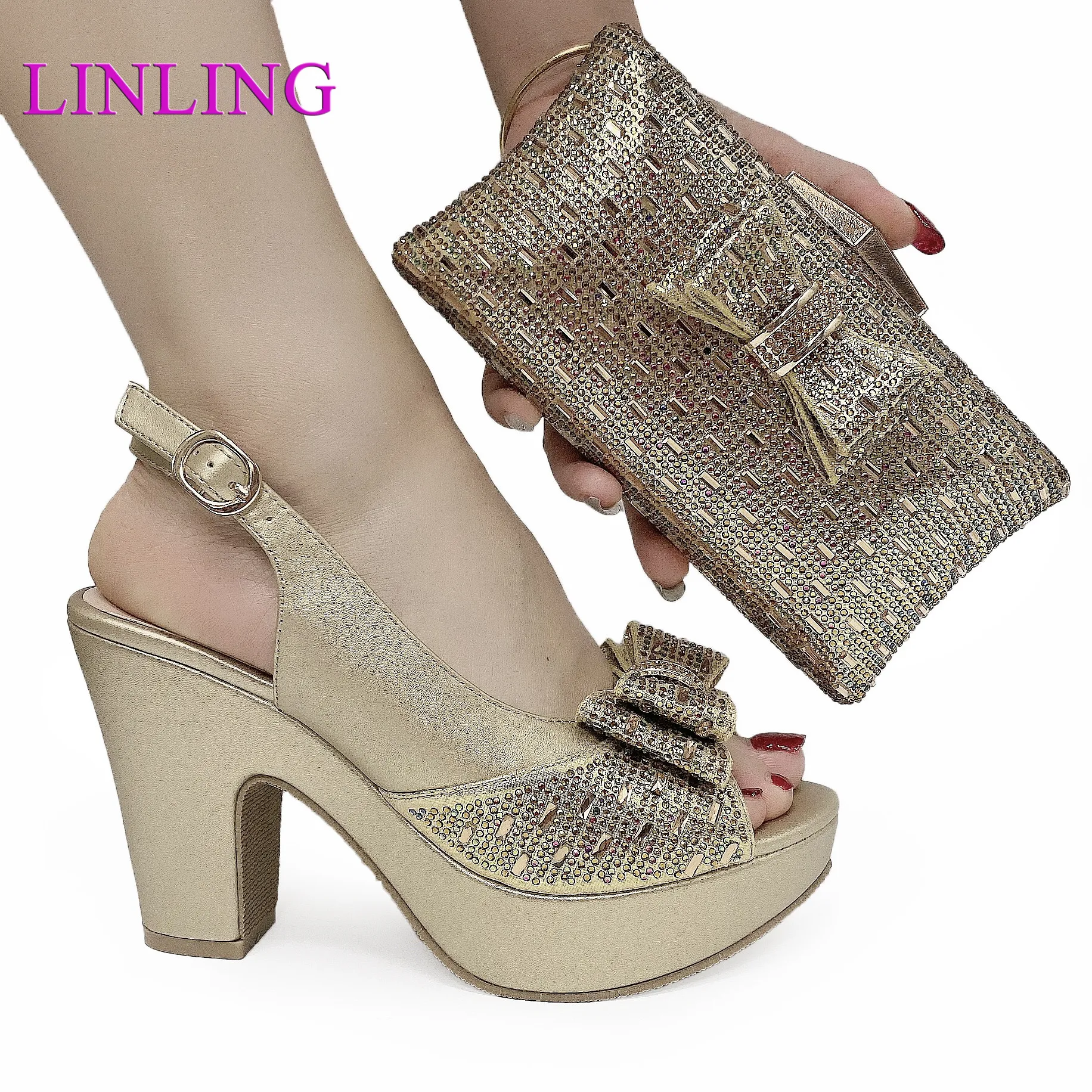 

New Fashion Shoes 2021 Women Shoes Italian Shoe and Bag Set for Party In Women Shoe and Bag Set for Wedding Nigerian Wome