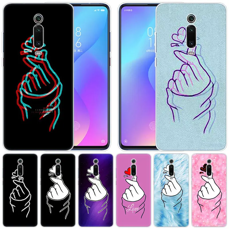 Популярный силиконовый чехол Love on the finger kpop heart для Xiaomi Pocophone F1 Mi 9T Pro CC9 CC9E 9 9SE 8 A3 A2 Lite A1 5X 6X Mix3 Play