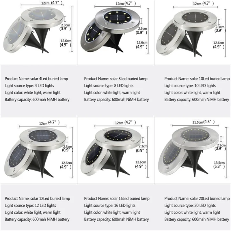 

BROTHER Solar Underground Lights Outdoor Stainless Steel Waterproof 8LED Garden Lawn Light Decorative For Garden Villa Landscape