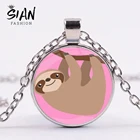 Ожерелья Ленивец из России ожерелье с животными ювелирные изделия подарок для защиты животных стеклянный купол кавайная обезьяна модные ожерелья для детей