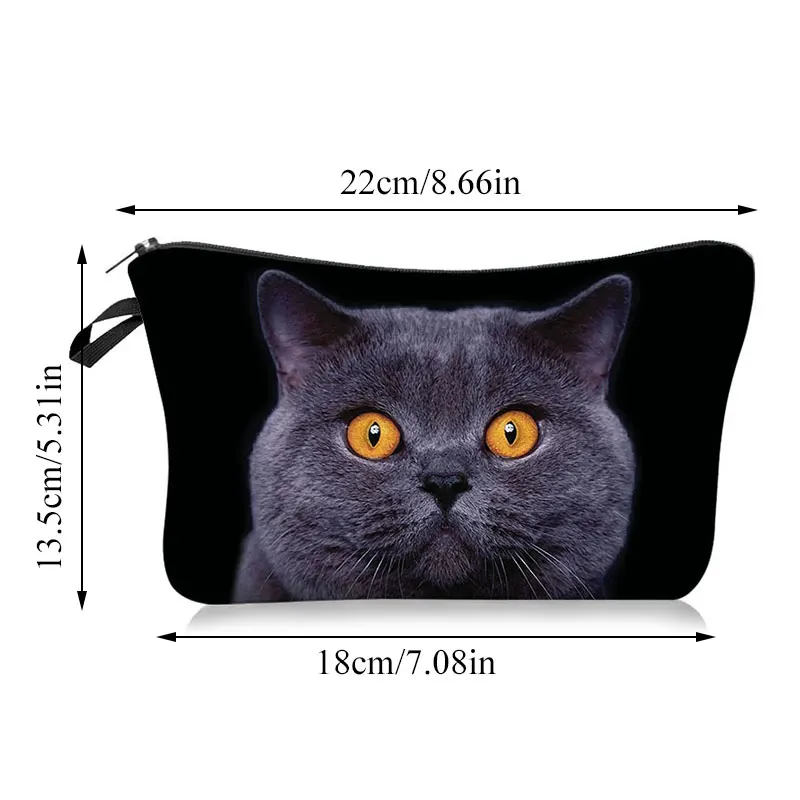 

New Fashion 1PCS Printing Girl Gift Makeup Bag Cute Animal Cosmetic Bag Toiletry Tool Organizer Bag Pouch Cute Cat Multifunction