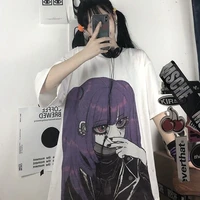 summer gothic t shirts womens anime print graphic tees japan style 2021 fashion goth alt clothes vintage oversized streetwear