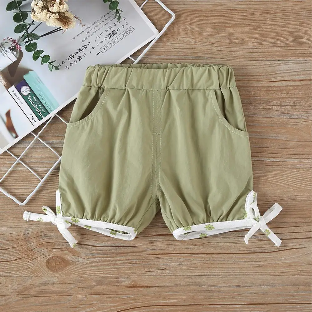 Летние Шорты для девочек Яркие цвета Повседневные шорты с эластичной резинкой на