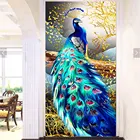 HUACAN 5D алмазная Картина Павлин полная квадратная круглая Алмазная вышивка Бриллиантовая мозаика с животным крестиком украшение для дома