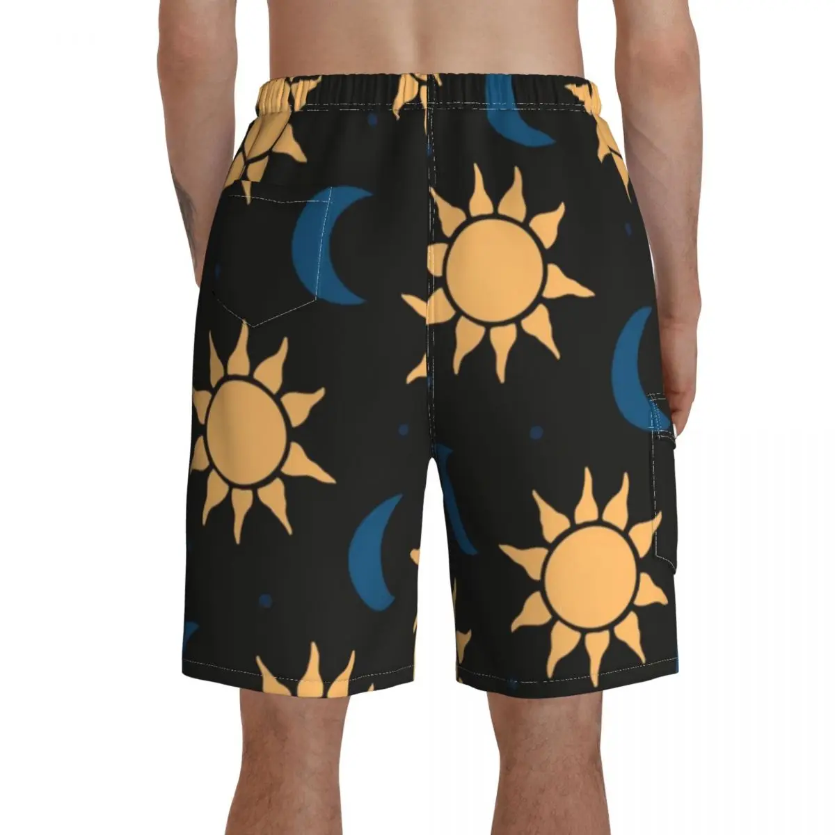 

Sun Moon Board Shorts Swimming Trunks Polyester Men Beach Pattern Swim Trunks