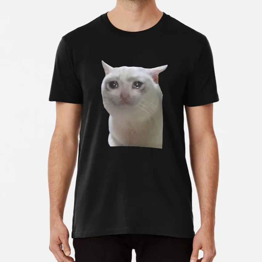Черный Sad Cat Meme футболка sad cat meme плачет Кот meme смешной Кот Meme instagram - Цвет: Черный