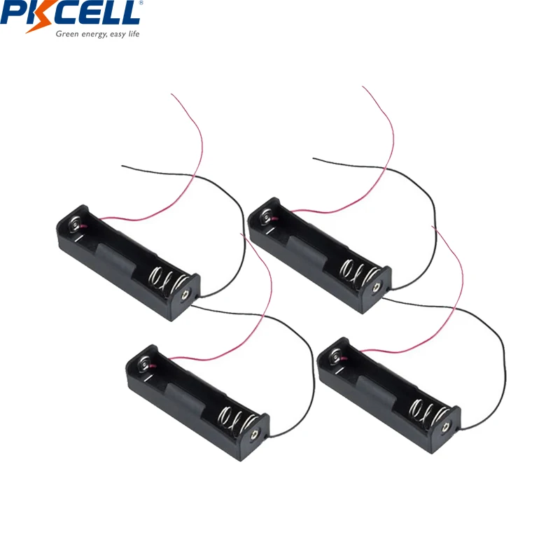 

4pcs PKCELL 18650 1slot 18650 Battery Storage Box DIY Batteries Clip Holder Container With Wire Lead Power Battery Storage Case
