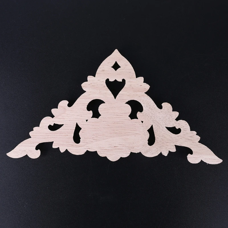 

H051 4pcs Wood Carved Unpainted European Flower Onlay Applique Corner Furniture Cabinet Wooden Decal