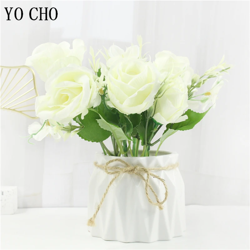 Красные искусственные шелковые розы букет цветов для свадебной невесты