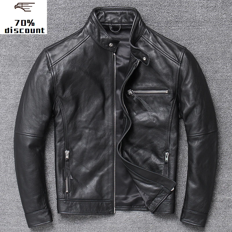 Новинка 2020 кожаная мужская куртка из натуральной кожи kulit asli pria Кожаные Куртки в