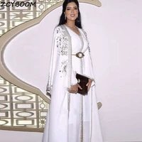 white muslim prom dress 2022 women formal party night satin vestido de gala embroidery elegant saudi arabia long evening gowns