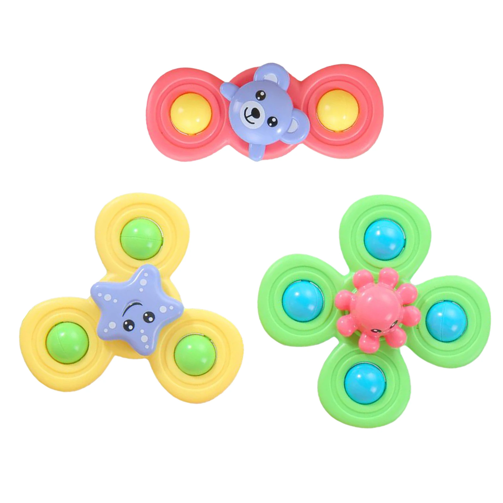

3PCS Baby Bath Toys Suction Cup Top Spin Sucker Top Spinner Toy