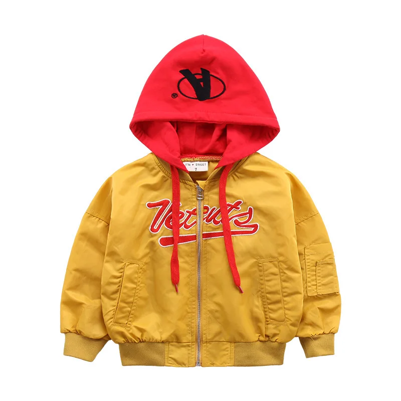 

Children Hooded Jacket Spring Kids Jackets Outerwear Casual Zipper Top Letter Design Autumn Coat Boys Clothes For 2-6 Years 2020