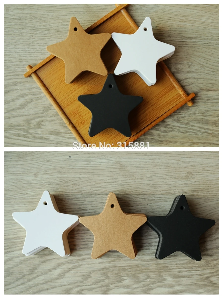 Белые черные коричневые бирки из крафт бумаги DIY пищевые этикетки в форме звезды