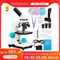 eu us uk stock 40x 2000x microscope kit with led lights higher magnification 45%c2%b0 tilted science kit for kids students