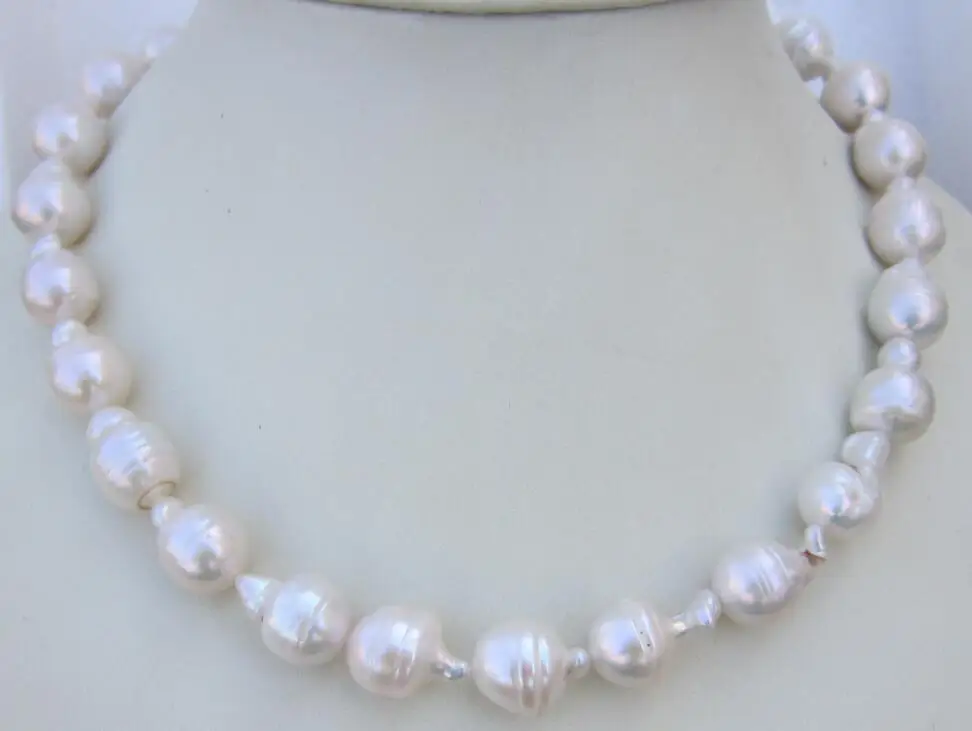 

Природное ожерелье с белым жемчугом окружающего моря 12-17 мм, 18 дюймов, серебряная застежка, ювелирные цепи, ожерелье для женщин, жемчужное ож...