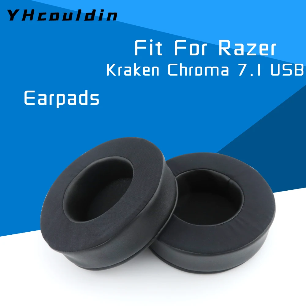 

Earpads For Razer Kraken Chroma 7.1 USB Headset Accessaries Replacement Ear Cushions Wrinkled Leather Material