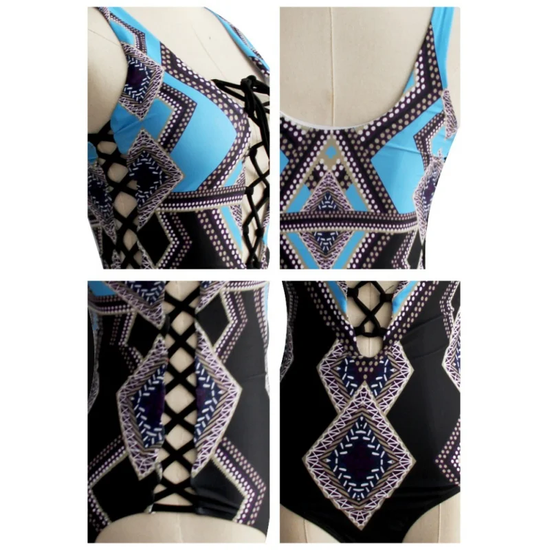 

Sexy Women One Piece Swimsuit Swimwear Vintage Beach Wear Bandage Swimsuit Sexy Swimwear Women Floral Print Bathing Suit