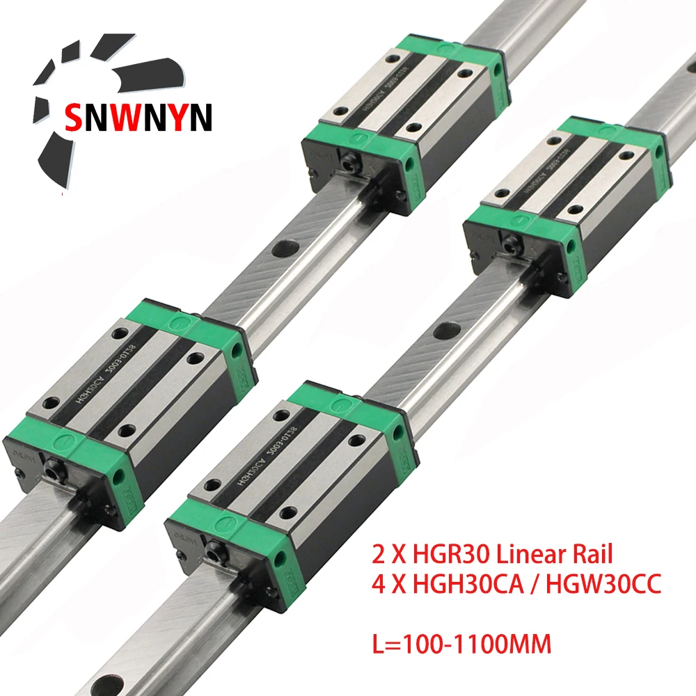 

2pcs HGR30 30mm Linear Guide Rail 100-1100mm + 4pcs Linear Block Carriage HGH30CA/Flang HGW30CC HGH30 CNC Parts Router Engraving