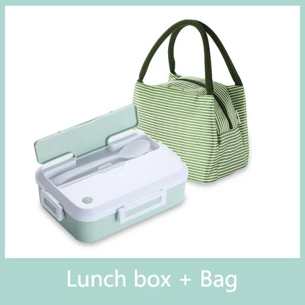 Green Set Комплект из 3 предметов, Ланч-бокс, герметичная портативная микроволновая печь, контейнер для еды, офисный, школьный, туристический, детский, медицинский материал, Bento box - Цвет: Green Set