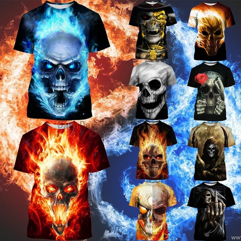 

Cool Gothic 3D Printing Men's Fashion Tops Summer Casual Short-sleeved New Round Neck T-shirt