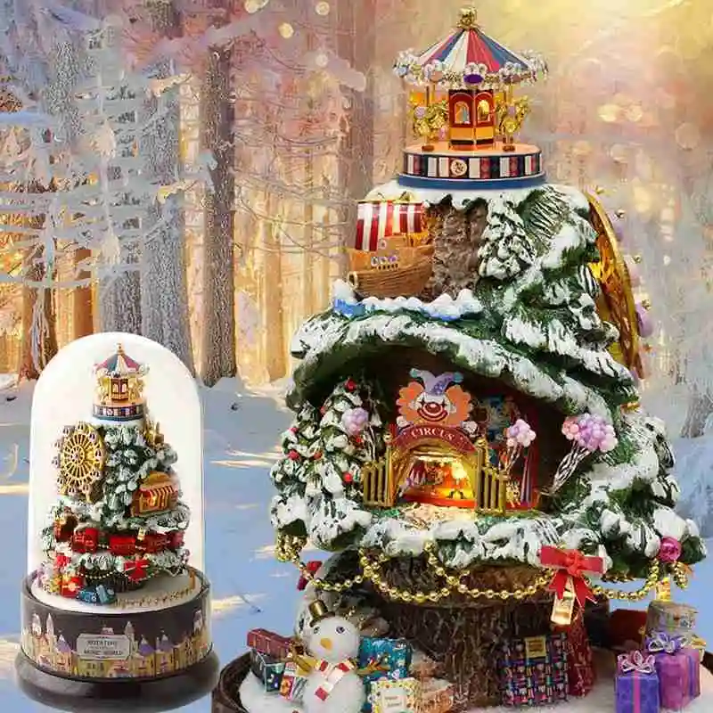 

Chi Fun House DIY Cabin Rotating Music World Handmade Creative Assembly Model Wholesale Educational Toy Doll House