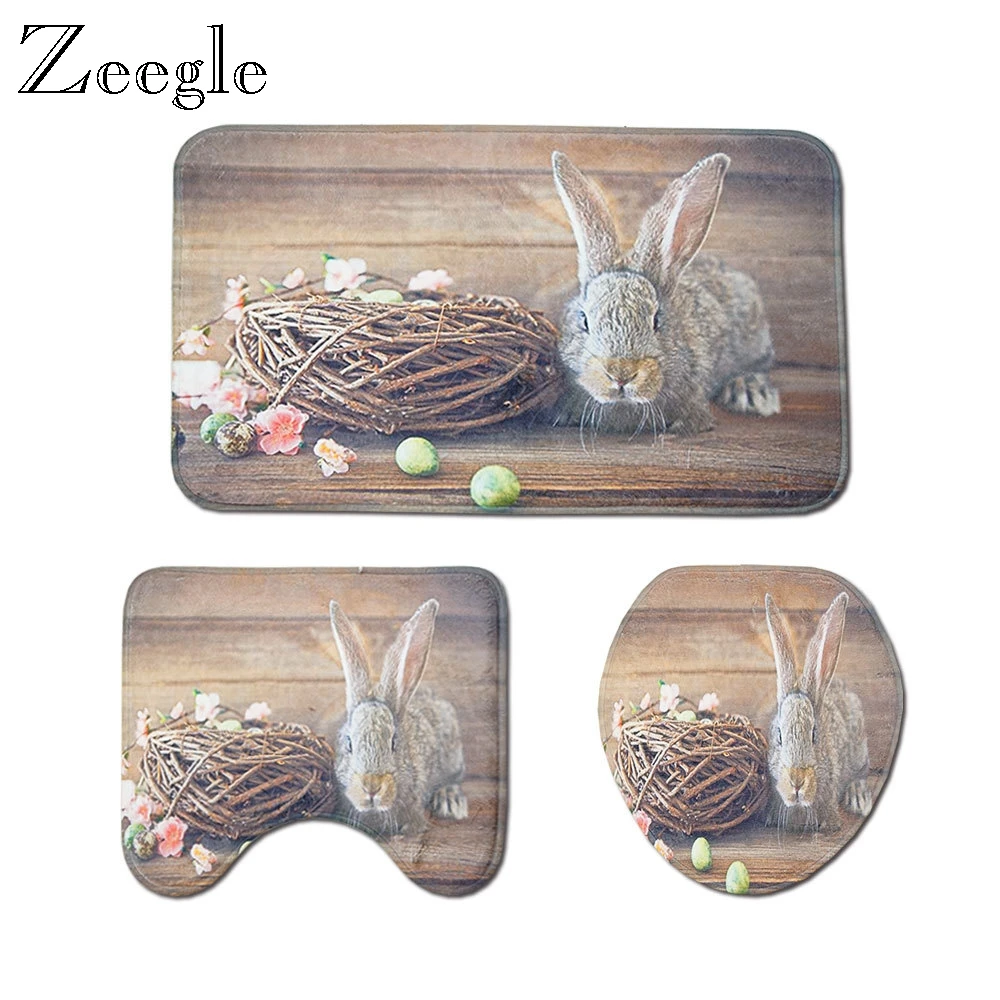 Набор пасхальных ковриков для ванной Zeegle декоративные коврики туалета подставка