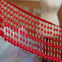 red champagne drape fringe pearl lace accessories diy wedding dress decoration curtain headdress lace 10cm