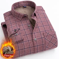 14 color mens large size fleece warm plaid shirt classic style regular fit plus velvet thick casual shirt male brand clothes