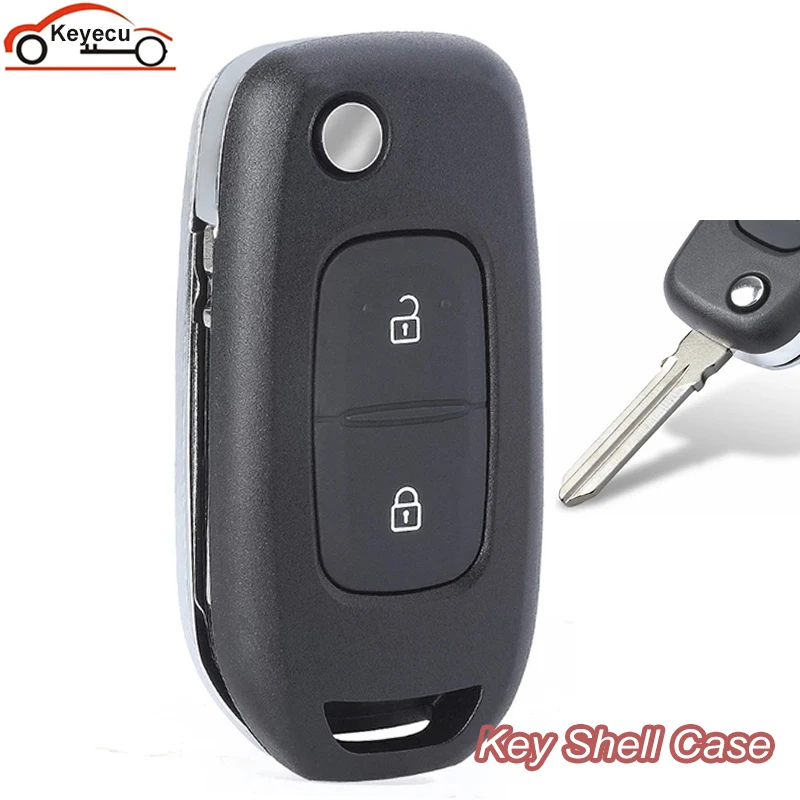 

KEYECU Replacement Flip Remote Key 2 Button Case Shell Fob for Renault / Dacia Logan 2 Logan II 2018 2019 2020