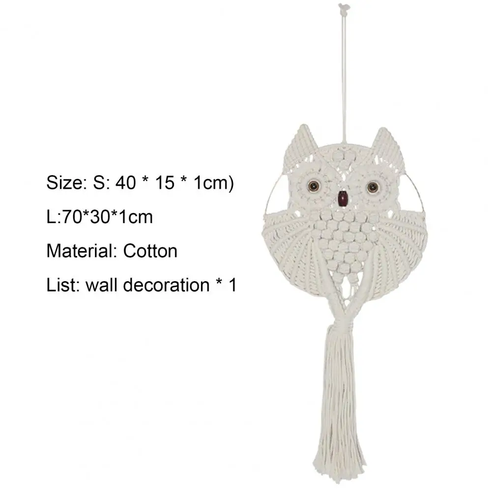 

Tapestries Ornament Delicate Wall Mountable Cotton Anti-deform Knitting Owl Tassel Art Wall Hanging Pendant Eye-catching Gifts