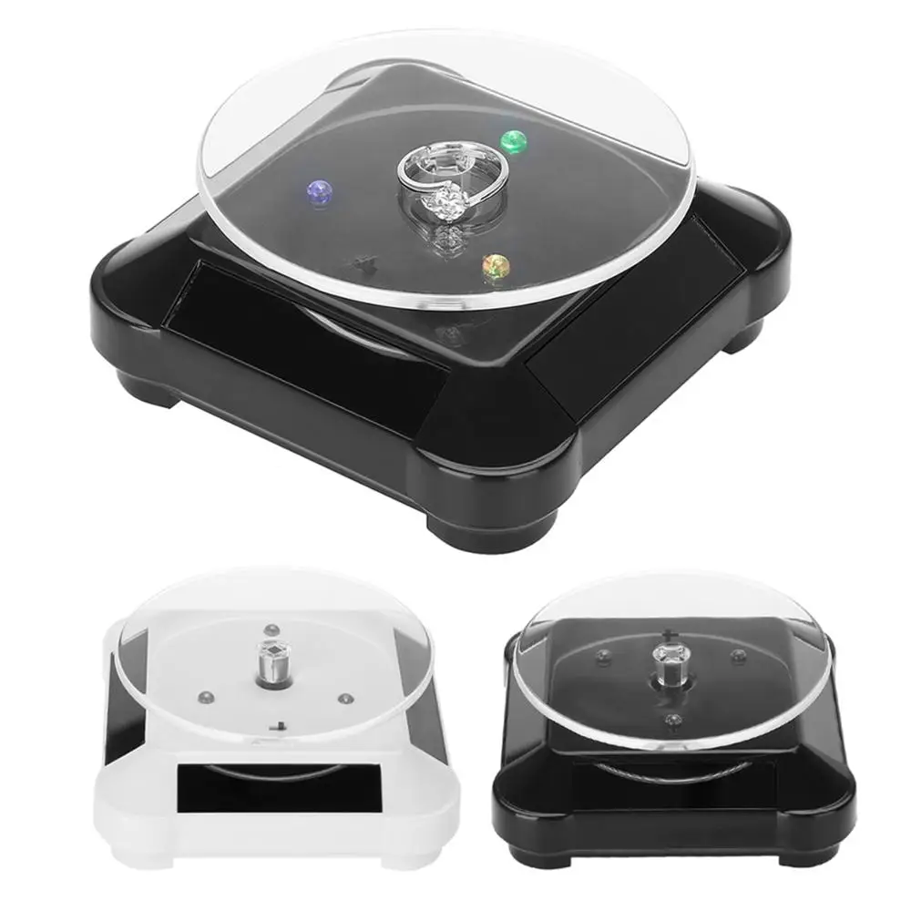 360 градусов Солнечная Витрина поворотный стол Вращающийся 3 светодиодный