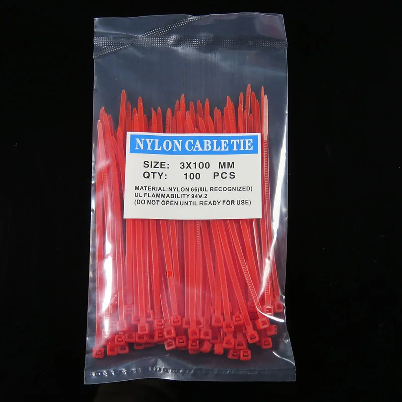 Самоблокирующиеся пластиковые кабельные стяжки 100 шт. застежки-молнии крепежные