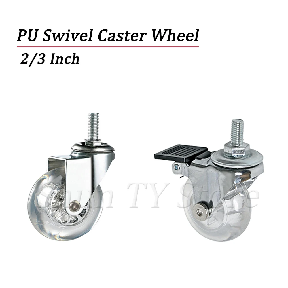 

2 Pcs 360-Degree Rotating Screw Swivel Casters, Heavy-Duty Casters, No Noise, Transparent For Furniture And Cabinet Wheels
