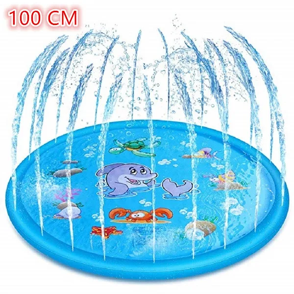 blue 100 cm 100 см Летний детский водный коврик для игр, пляжный коврик для газона, надувная подушка для воды, игрушки, уличная ванна, плавательный бассейн - Цвет: blue 100 cm