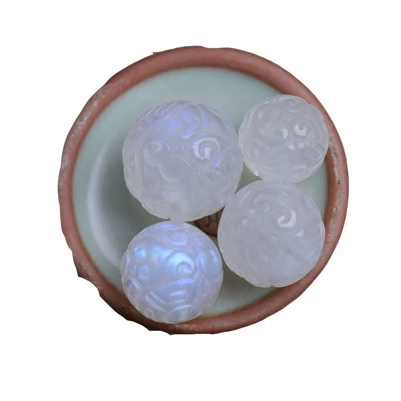 

one piece loose beads carved round white 6/8/10/12/14/16mm moonstone nature for making jewelry necklace FPPJ wholesale