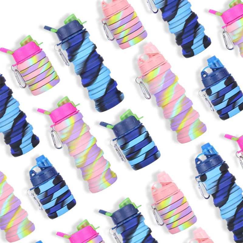 Портативная Выдвижная силиконовая бутылка 500 мл складная для воды уличная