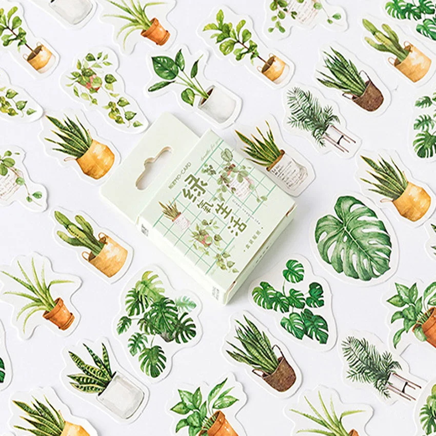 

45pcs/pack Green Oxygen Life Adhesives Boxed Stickers Amazing Product Diary Album Stickers