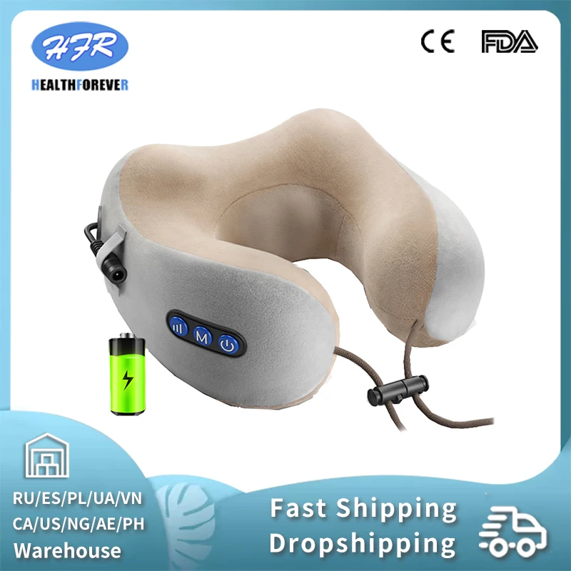 

Special Promotion DC5V Blue or Beige Color Rechargeable Kneading with Heating Car Office Home Neck Massager Electric grey color