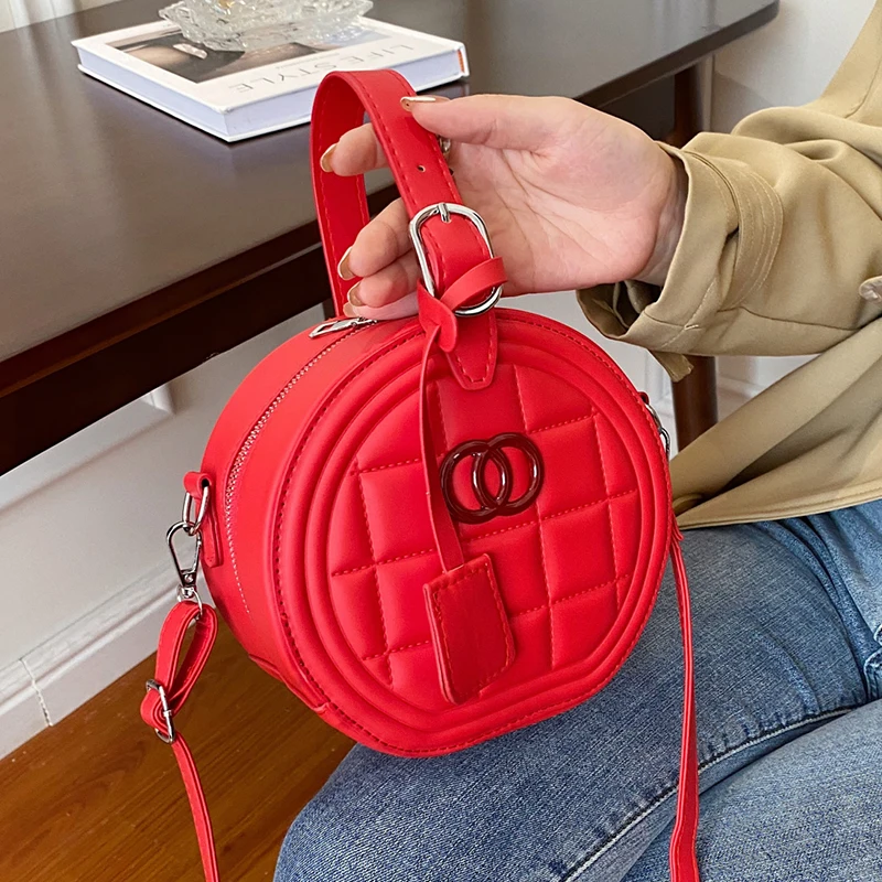 

Mini Round Crossbody Bags For Women 2021 Brand Designer Handbag Tote Bag Ladies Circular Shoulder Bag Clutch Bag Pu Leatehr Bag