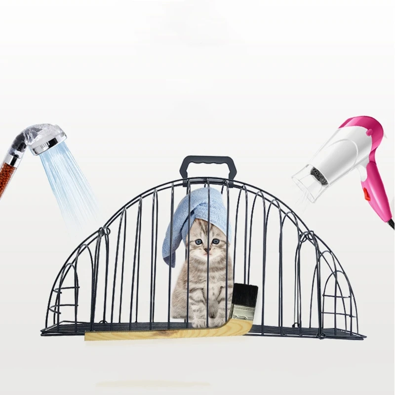 

Anti-grab Kitten Washing Bath Cage 2 Door Lightweight Pet Shower Hair Dryer
