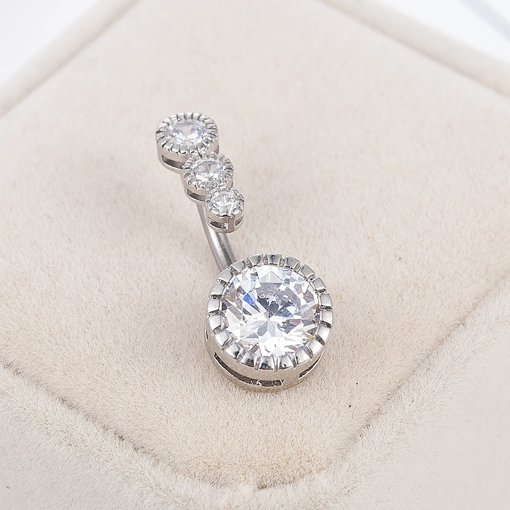 Пирсинг в пупок Женский из хирургической стали с кристаллами 1 шт. - купить по